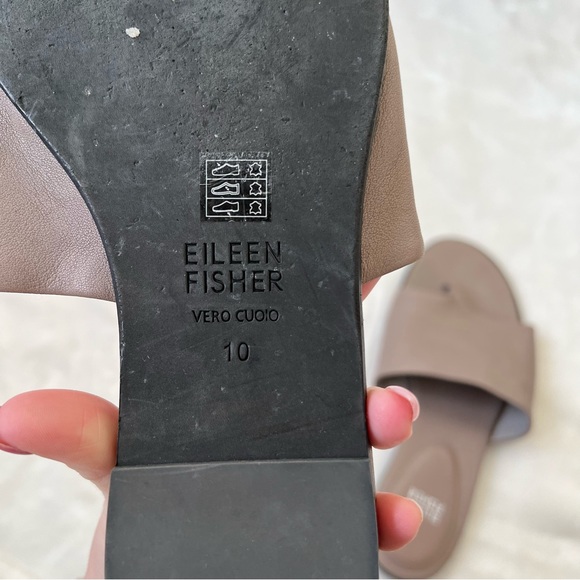 Eileen Fisher Edge Leather Slide Sandal leather color moon summer spring casual - Picture 5 of 5